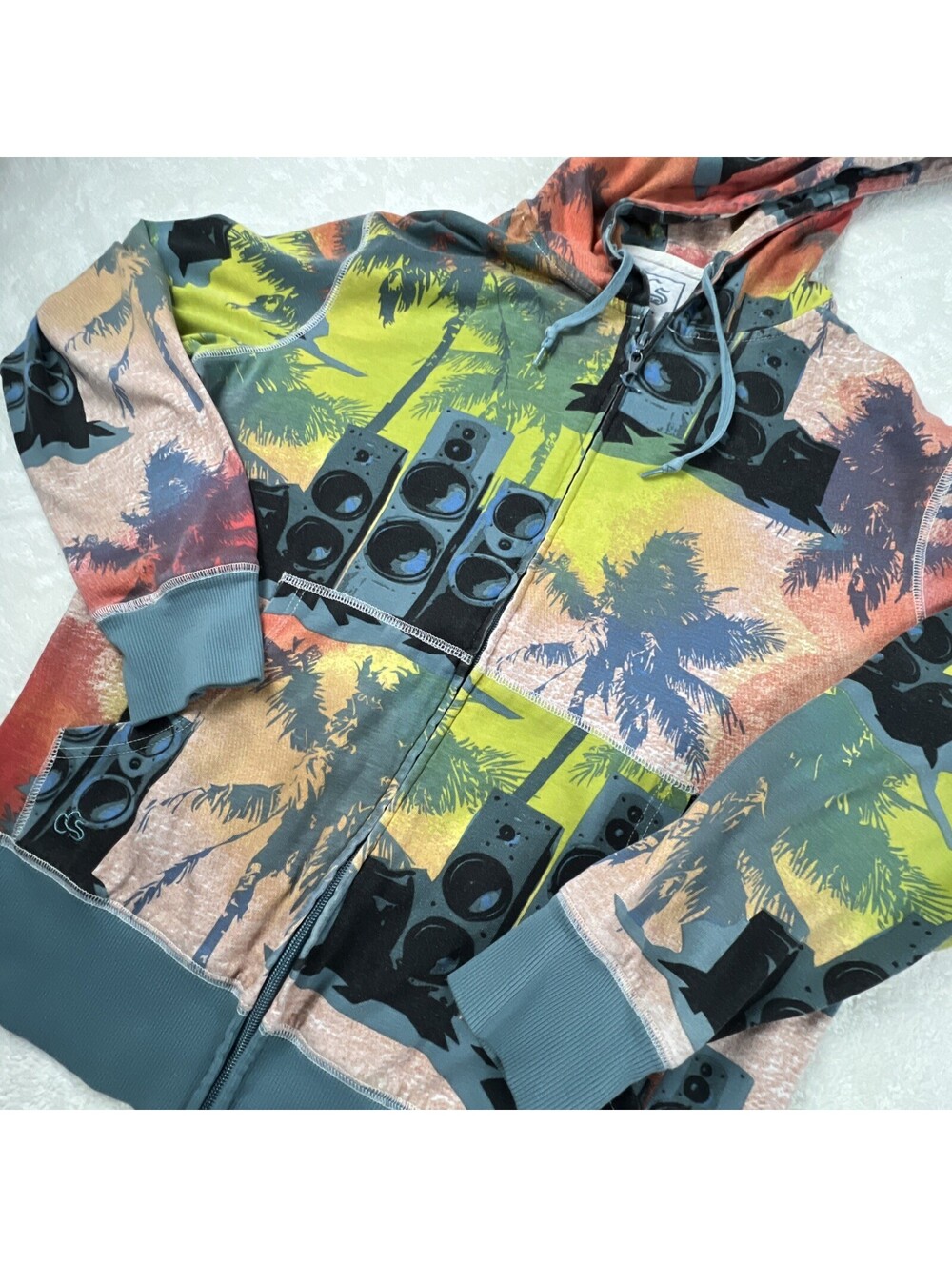 Vintage Y2K Graphic Zip Hoodie Oversized Boxy Fit Skate Streetwear CCS Men’s M